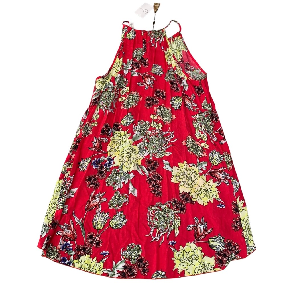 EST 1946 Womens Red Floral Halter Top Gold Tassel High Low Hem Size S NEW